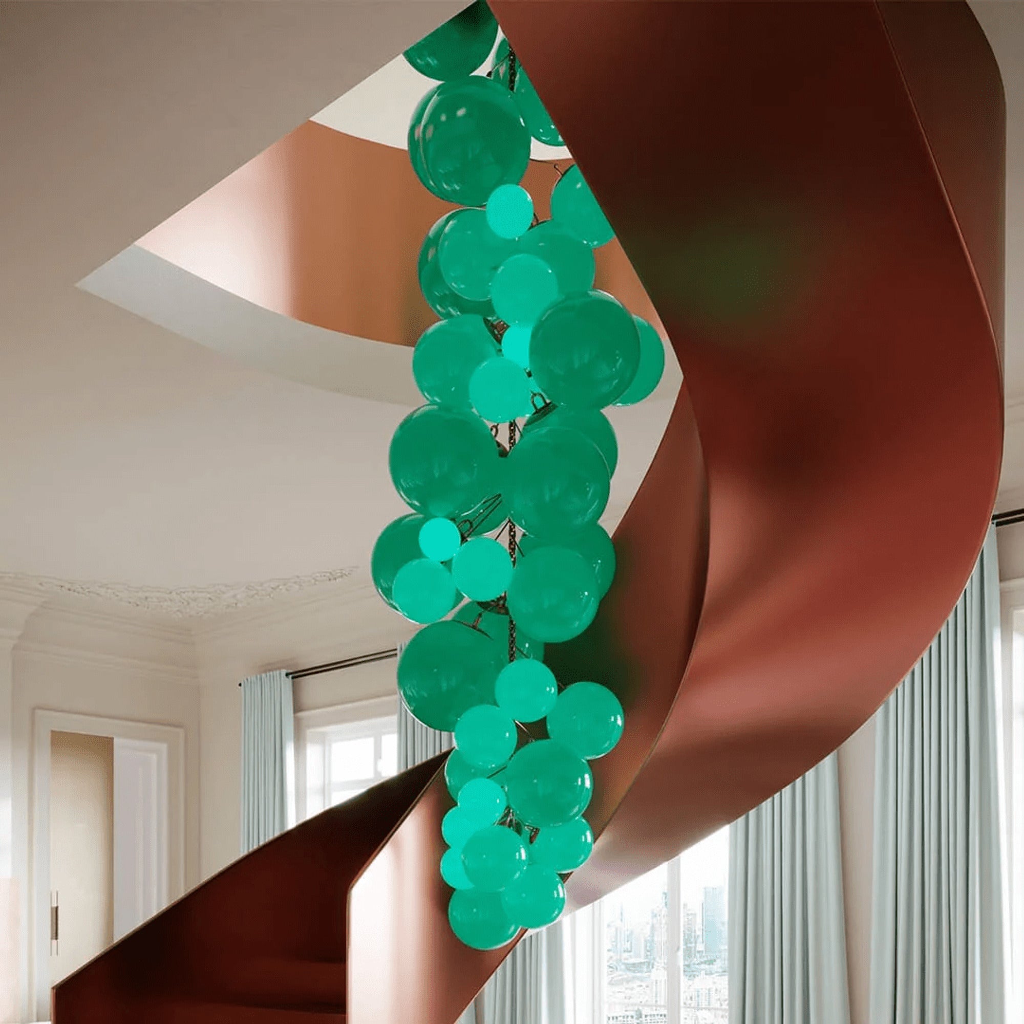 Neo Deco Chandeliers With Cobalt Glass Spheres - Image 5
