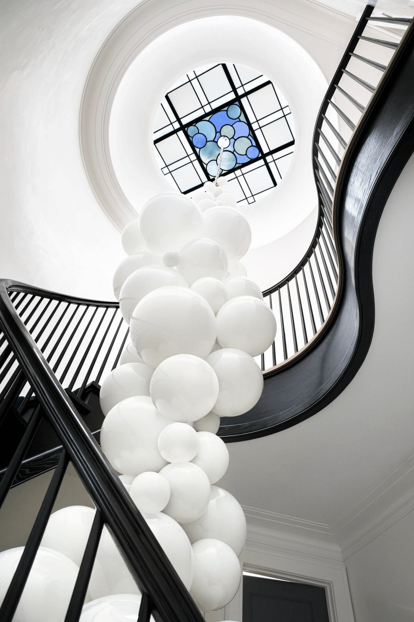Neo Deco Chandeliers With Cobalt Glass Spheres - Image 7