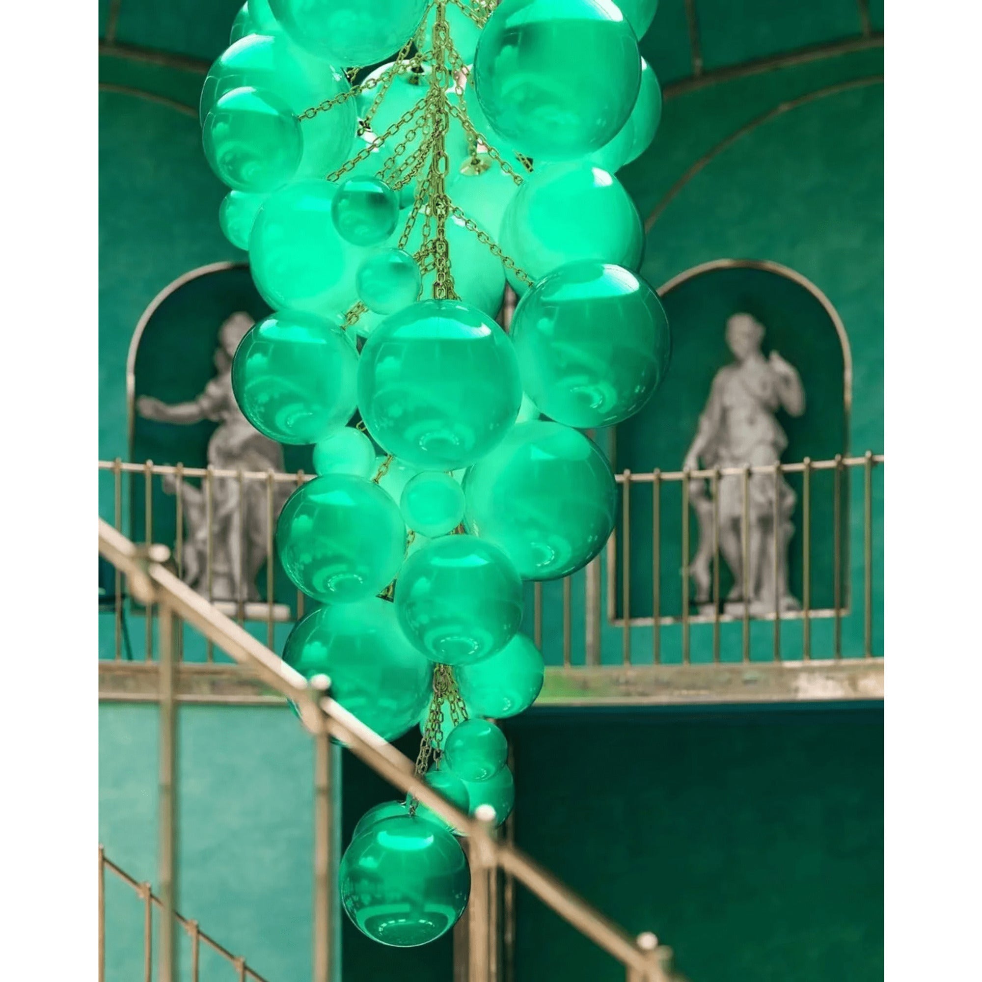 Neo Deco Chandeliers With Cobalt Glass Spheres - Image 8