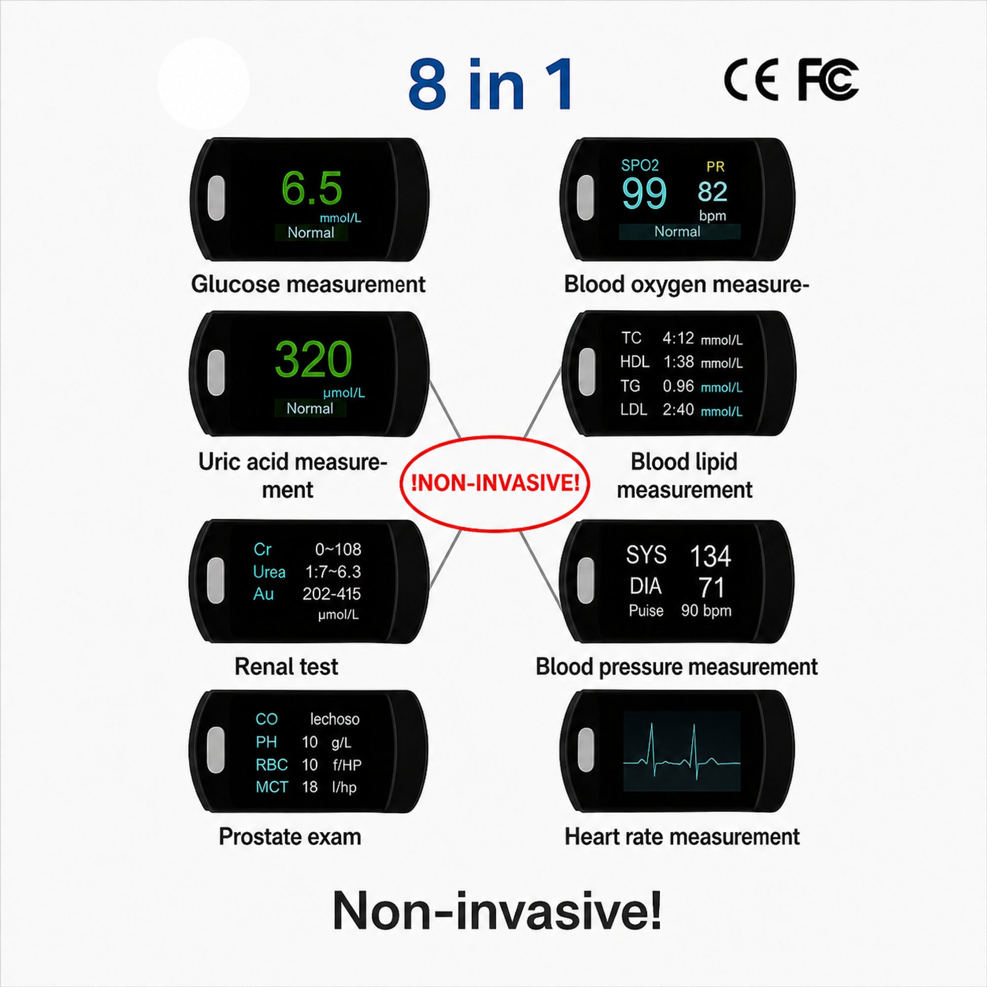 Non-Painful Glucometer Glucose Monitor Portable Fingertip Digital Display - Image 10