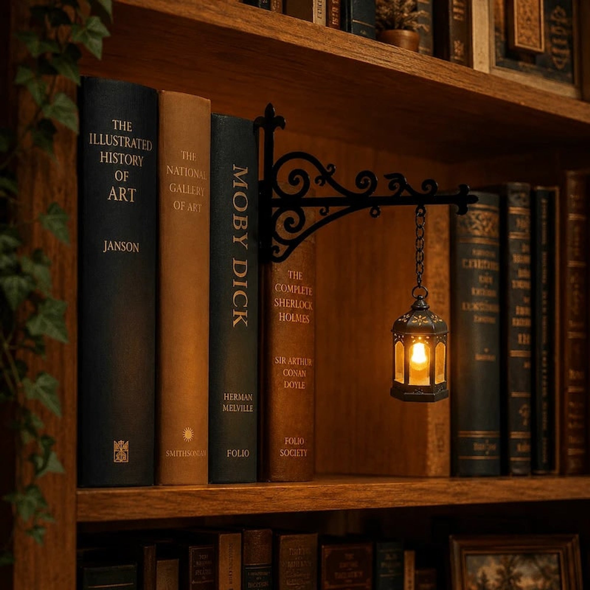 Ornate Wrought Iron Hanging Bookshelf Light - Image 3