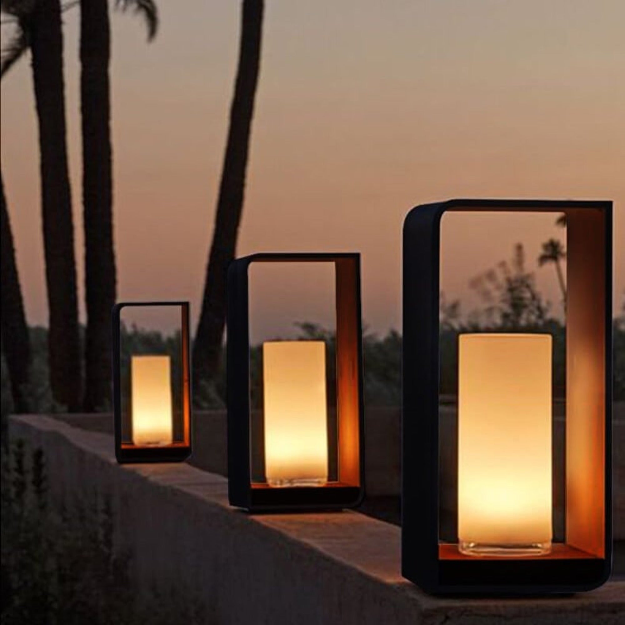 Outdoor Landscape Rectangular Frame Cylindrical Diffuser Plastic Black White - Image 2