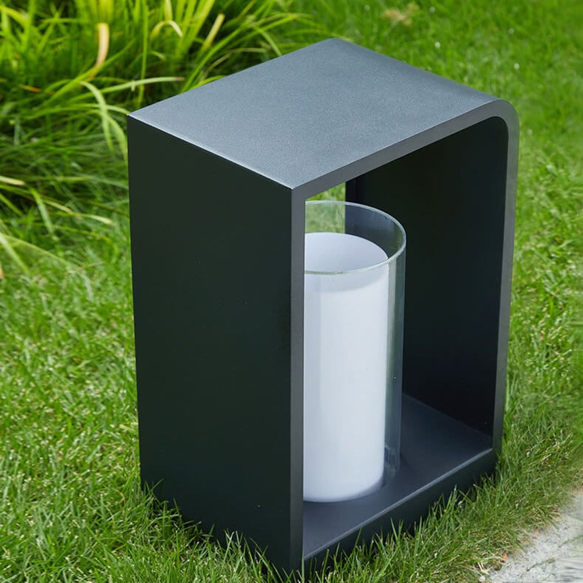 Outdoor Landscape Rectangular Frame Cylindrical Diffuser Plastic Black White - Image 6