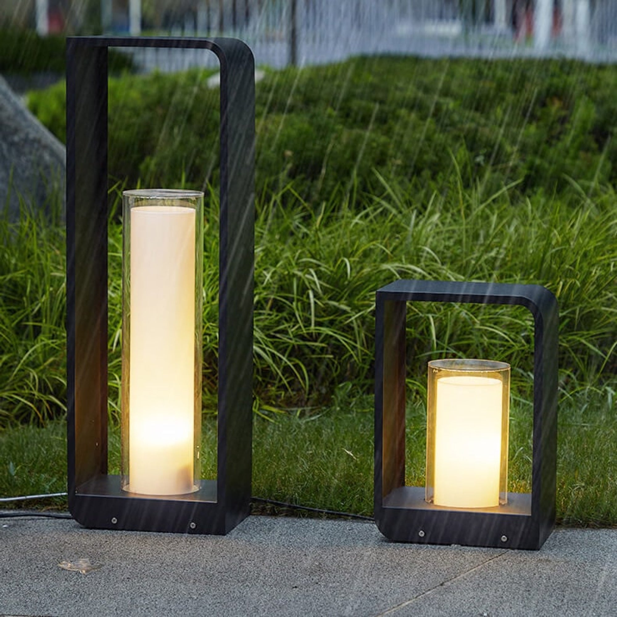 Outdoor Landscape Rectangular Frame Cylindrical Diffuser Plastic Black White - Image 19