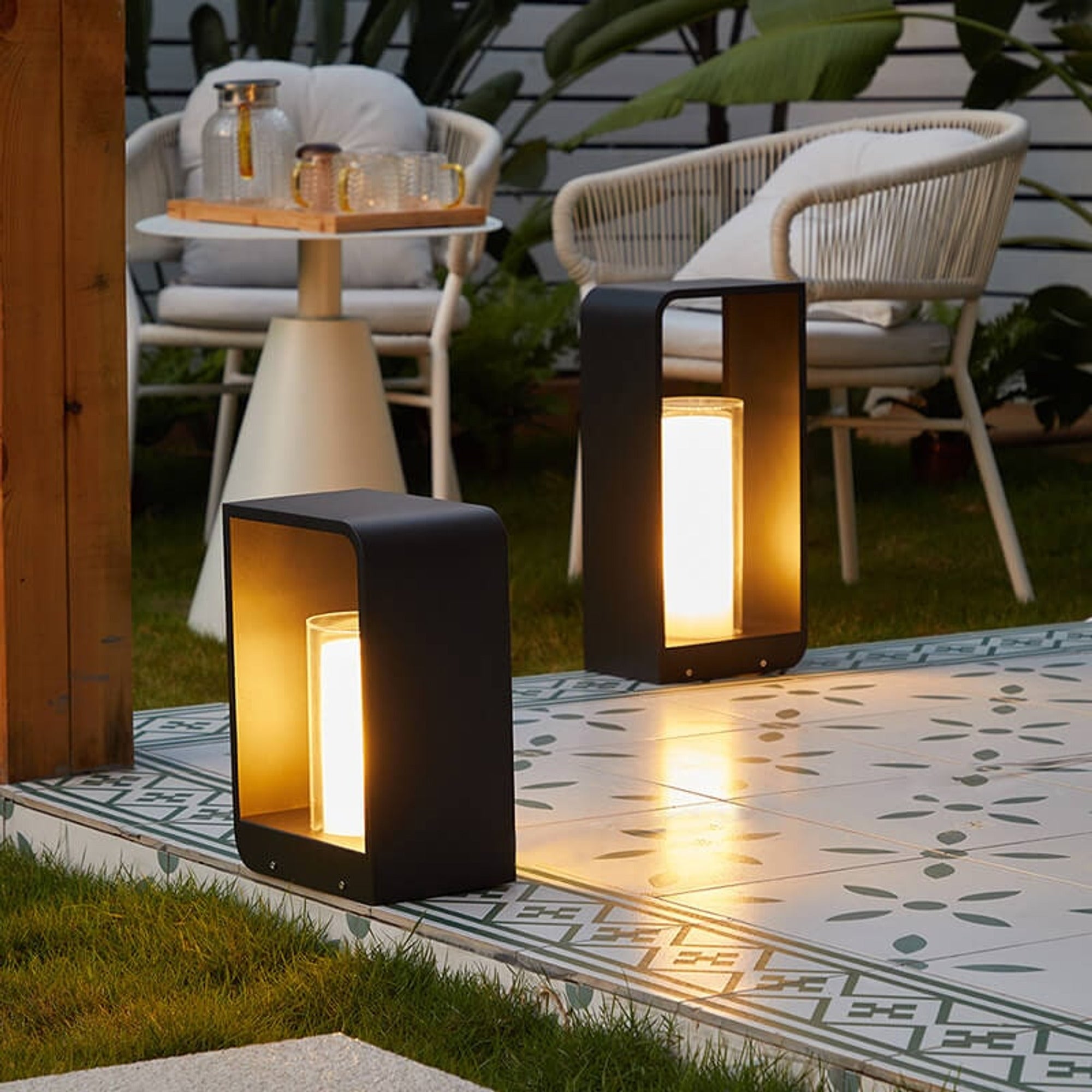 Outdoor Landscape Rectangular Frame Cylindrical Diffuser Plastic Black White - Image 15