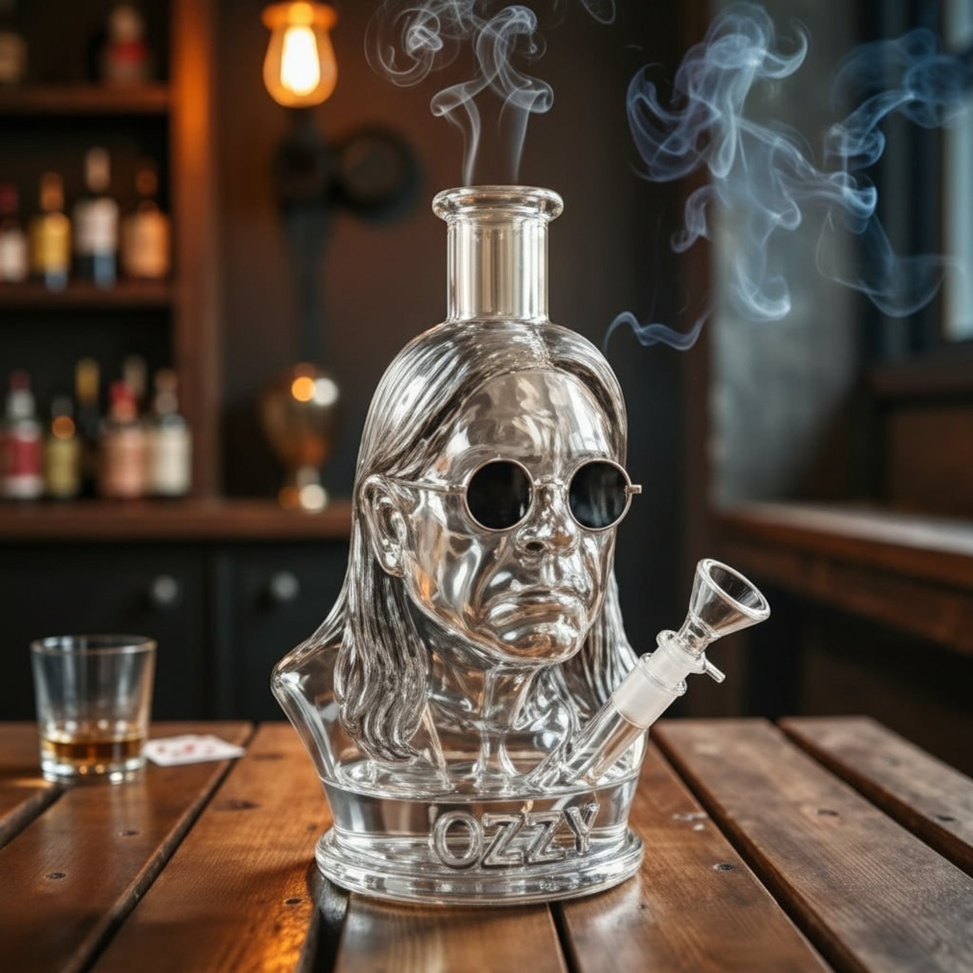 Ozzy Bust Halloween Lanterns & Candlelight Glass Bong Water Pipe Decoration With Removable Bowl - Image 1