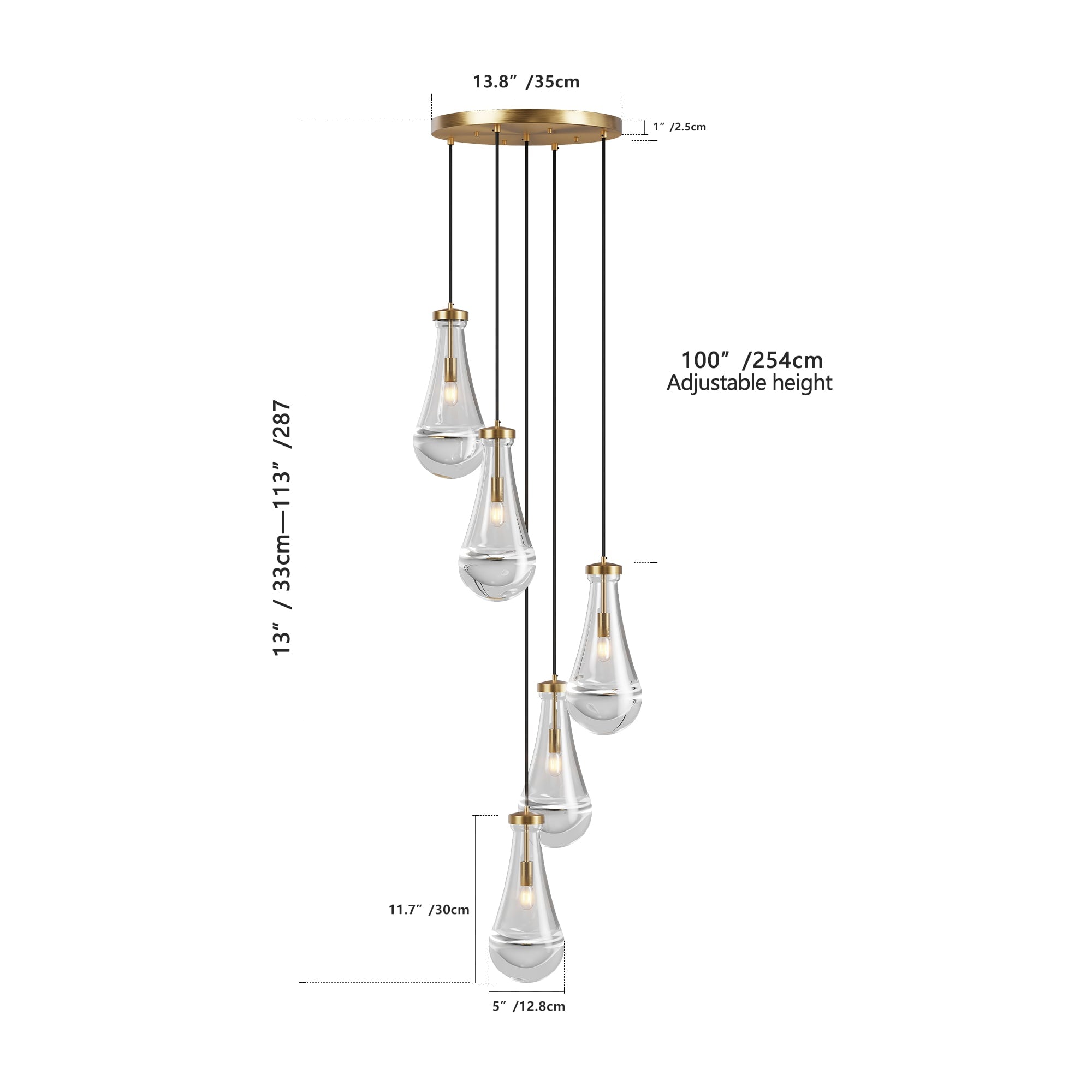 Pendant Light Fixture Cluster Adjustable Hanging For Kitchen Island - Image 11