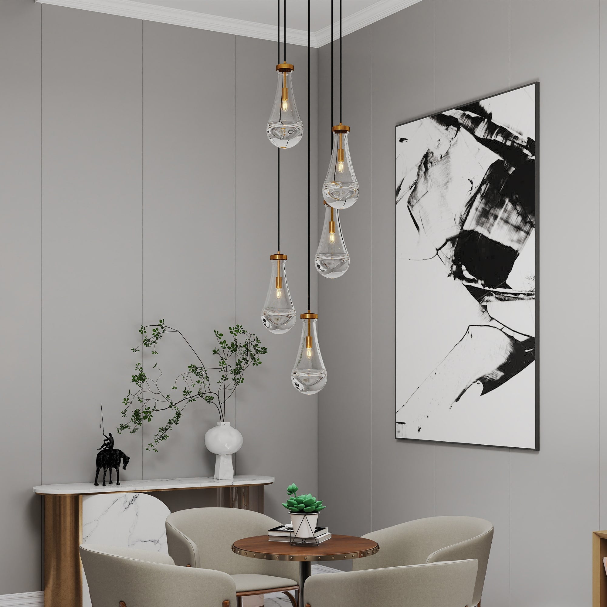 Pendant Light Fixture Cluster Adjustable Hanging For Kitchen Island - Image 5