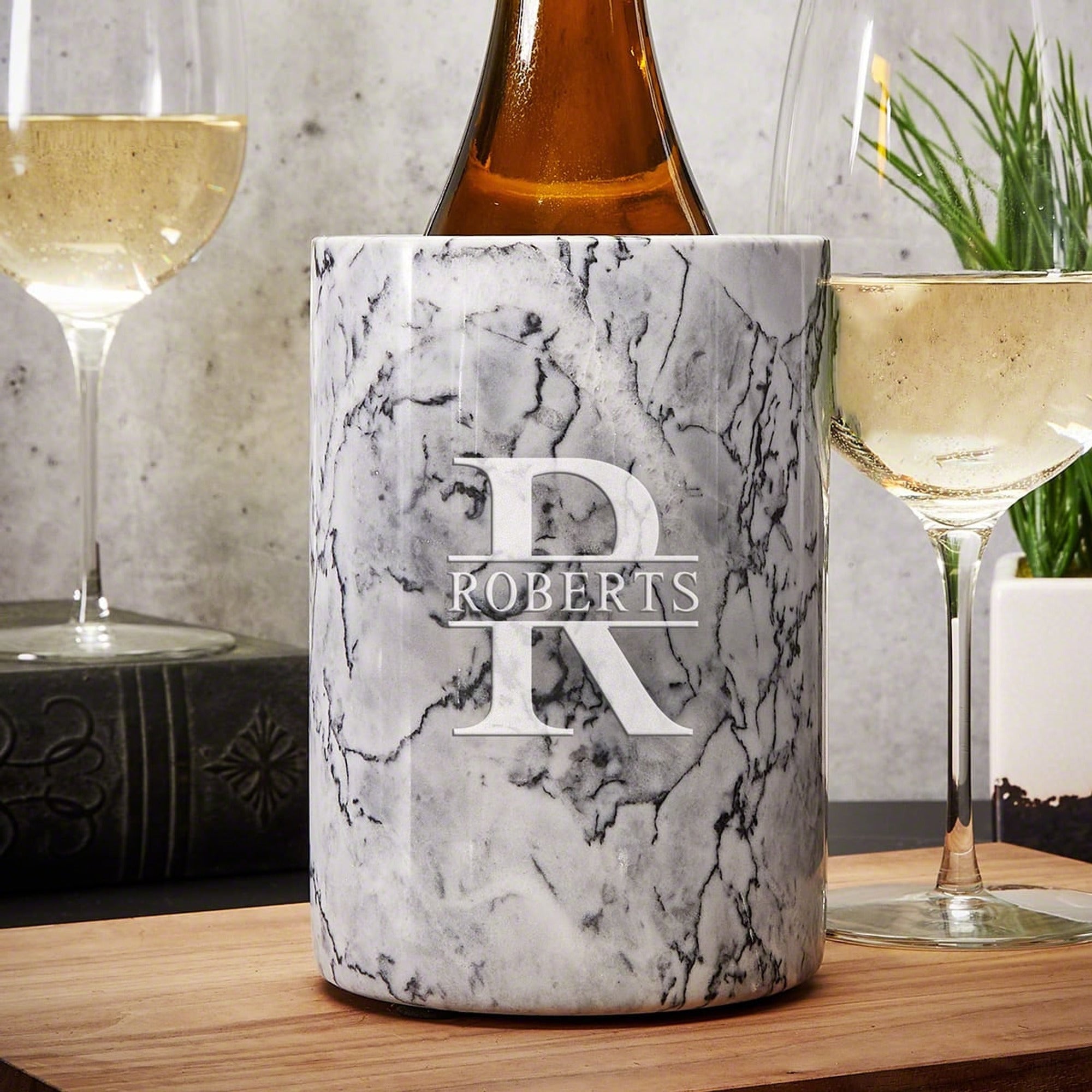 Personalised Marble Wine Chiller With Custom Design - Image 1