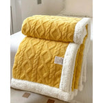 Plush Throw Blanket Cable-Knit Textured Sherpa Border - Image 11
