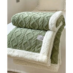 Plush Throw Blanket Cable-Knit Textured Sherpa Border - Image 12