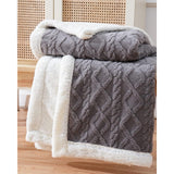 Plush Throw Blanket Cable-Knit Textured Sherpa Border - Image 4