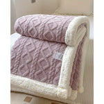 Plush Throw Blanket Cable-Knit Textured Sherpa Border - Image 5