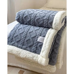 Plush Throw Blanket Cable-Knit Textured Sherpa Border - Image 7