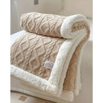 Plush Throw Blanket Cable-Knit Textured Sherpa Border - Image 8