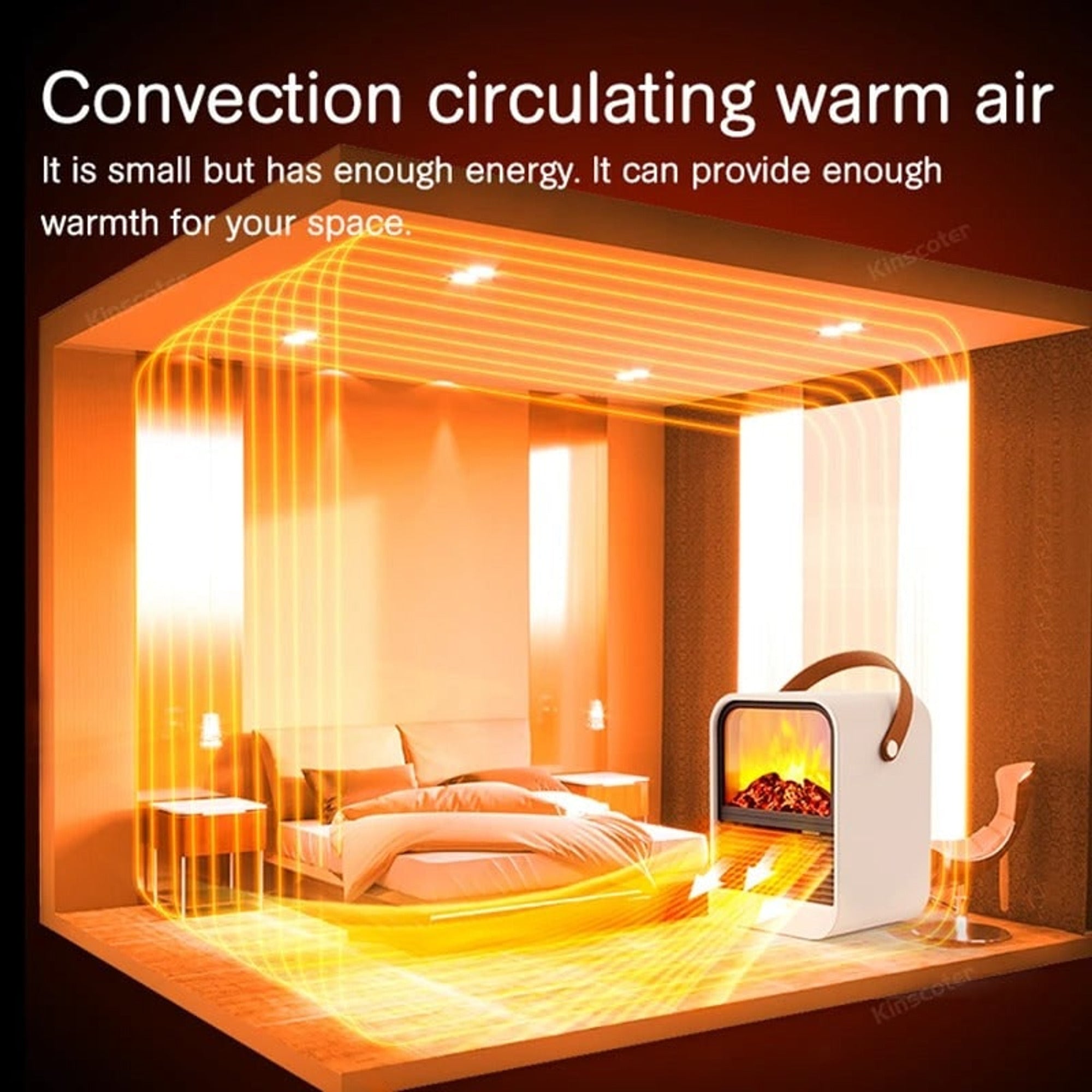 Portable Electric Heater Delivers Instant Warmth With Flame Ambiance For Desk Or Room - Image 6