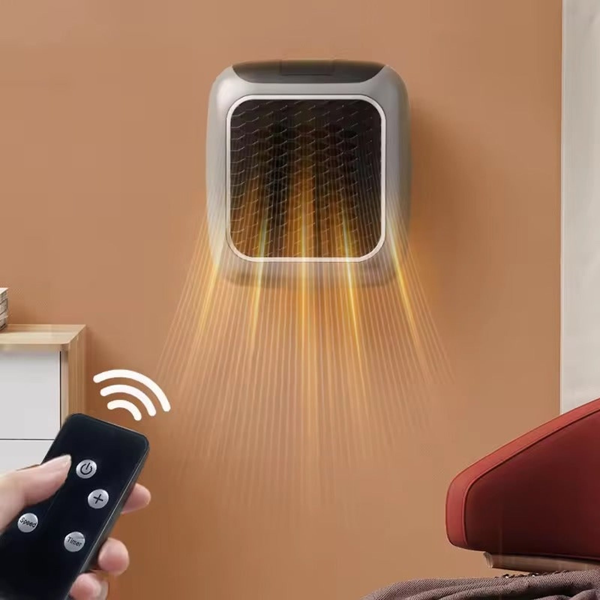 Portable Electric Heater With Thermostat 800 Watts Wall Plug Space Whisper-Quiet Operation 12-Hour Programmable Timer - Image 3