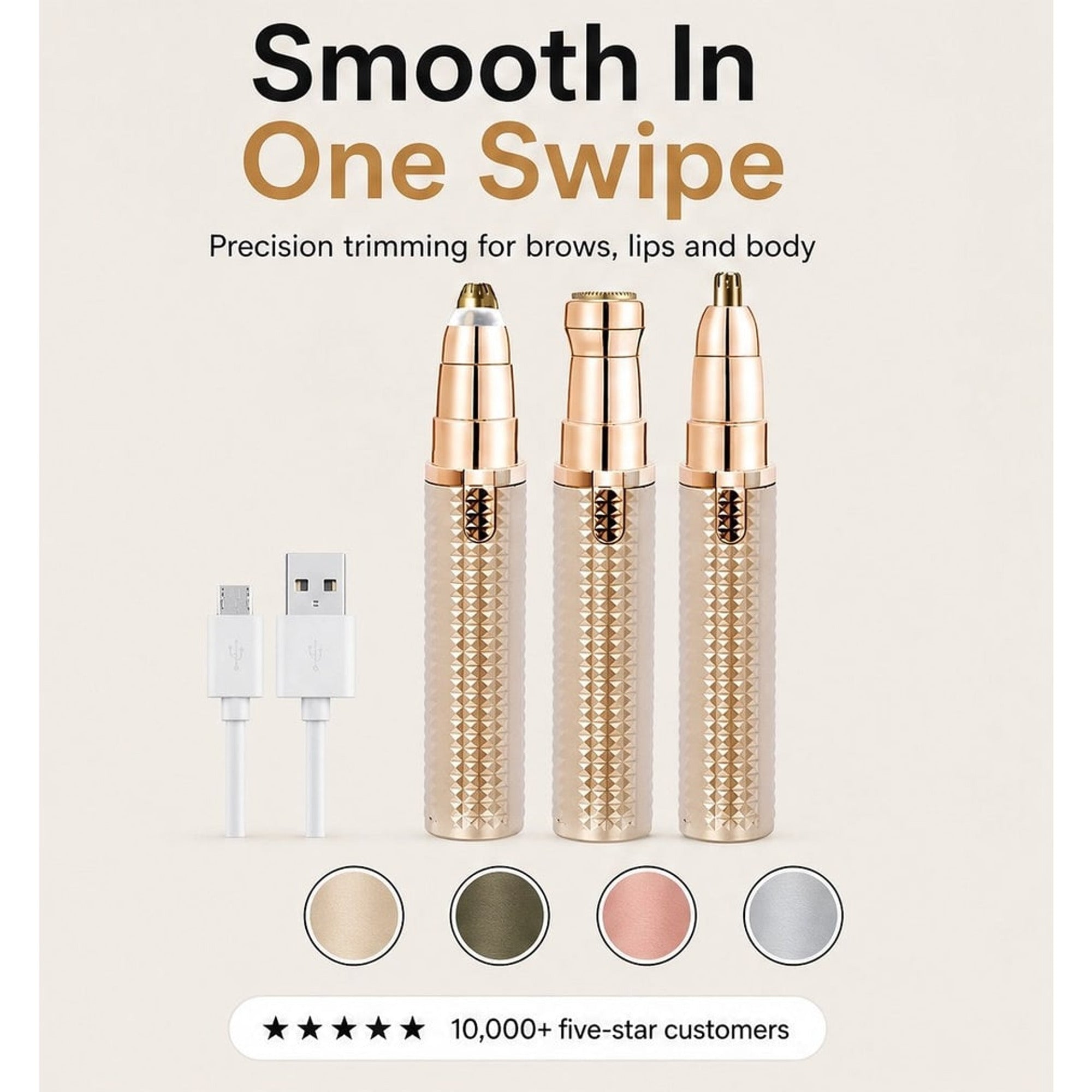 Precision Trimmer For Brows Face And Body Painless 3-in-1 Hair Remover - Image 1