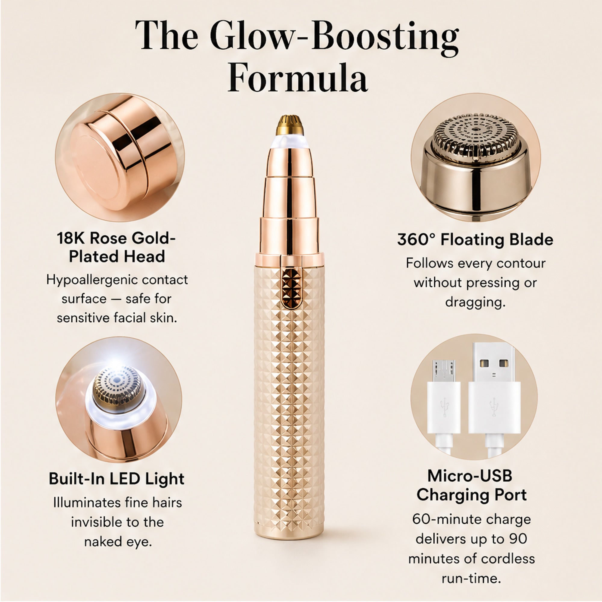 Precision Trimmer For Brows Face And Body Painless 3-in-1 Hair Remover - Image 5