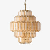 Prismatic Glass Neo Deco Chandelier With Chain Cascade - Image 1