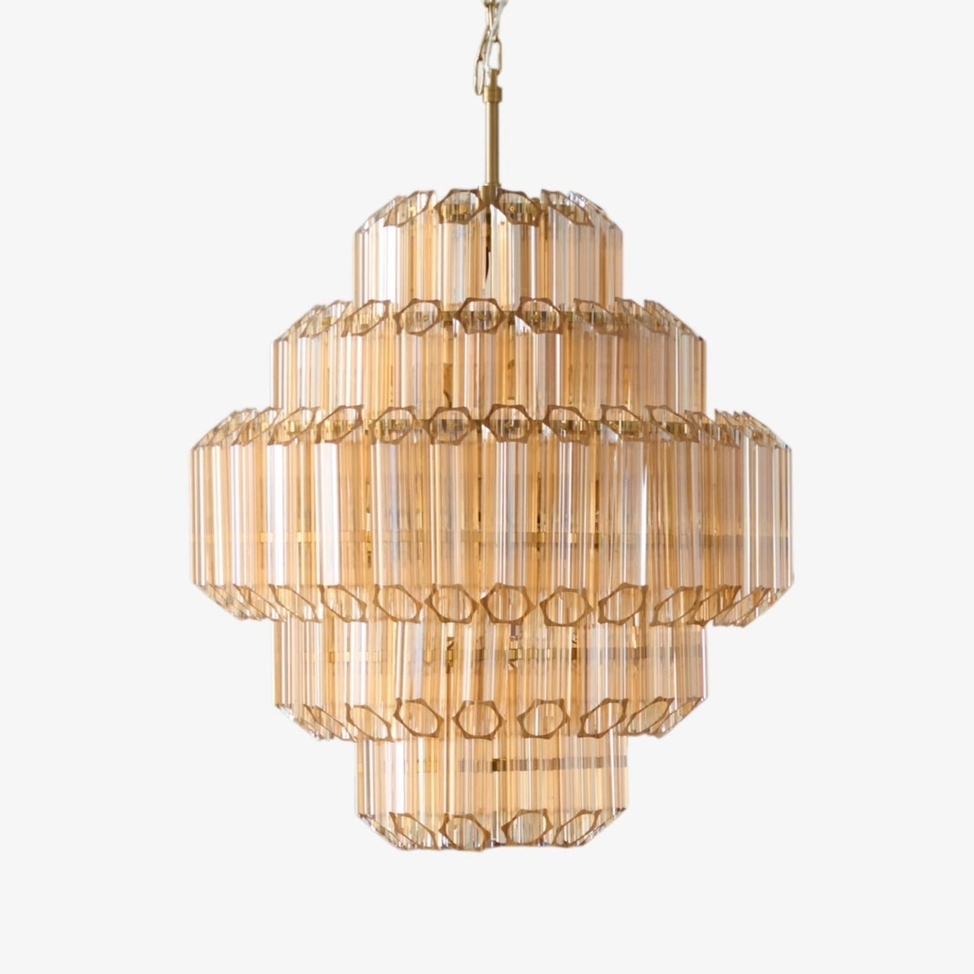 Prismatic Glass Neo Deco Chandelier With Chain Cascade - Image 1