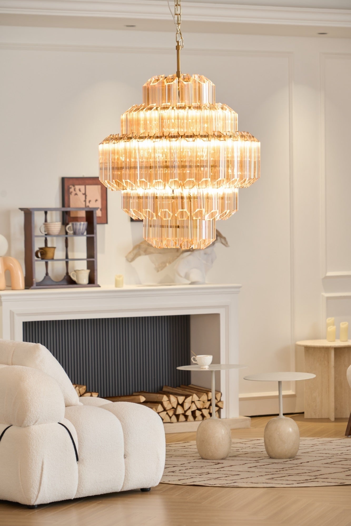 Prismatic Glass Neo Deco Chandelier With Chain Cascade - Image 10