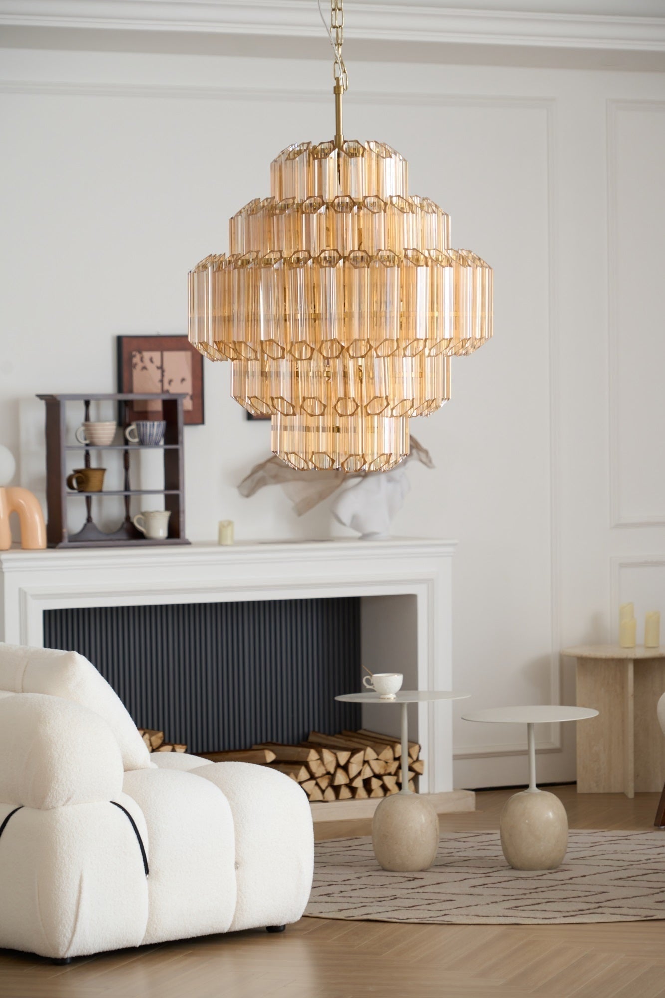 Prismatic Glass Neo Deco Chandelier With Chain Cascade - Image 11