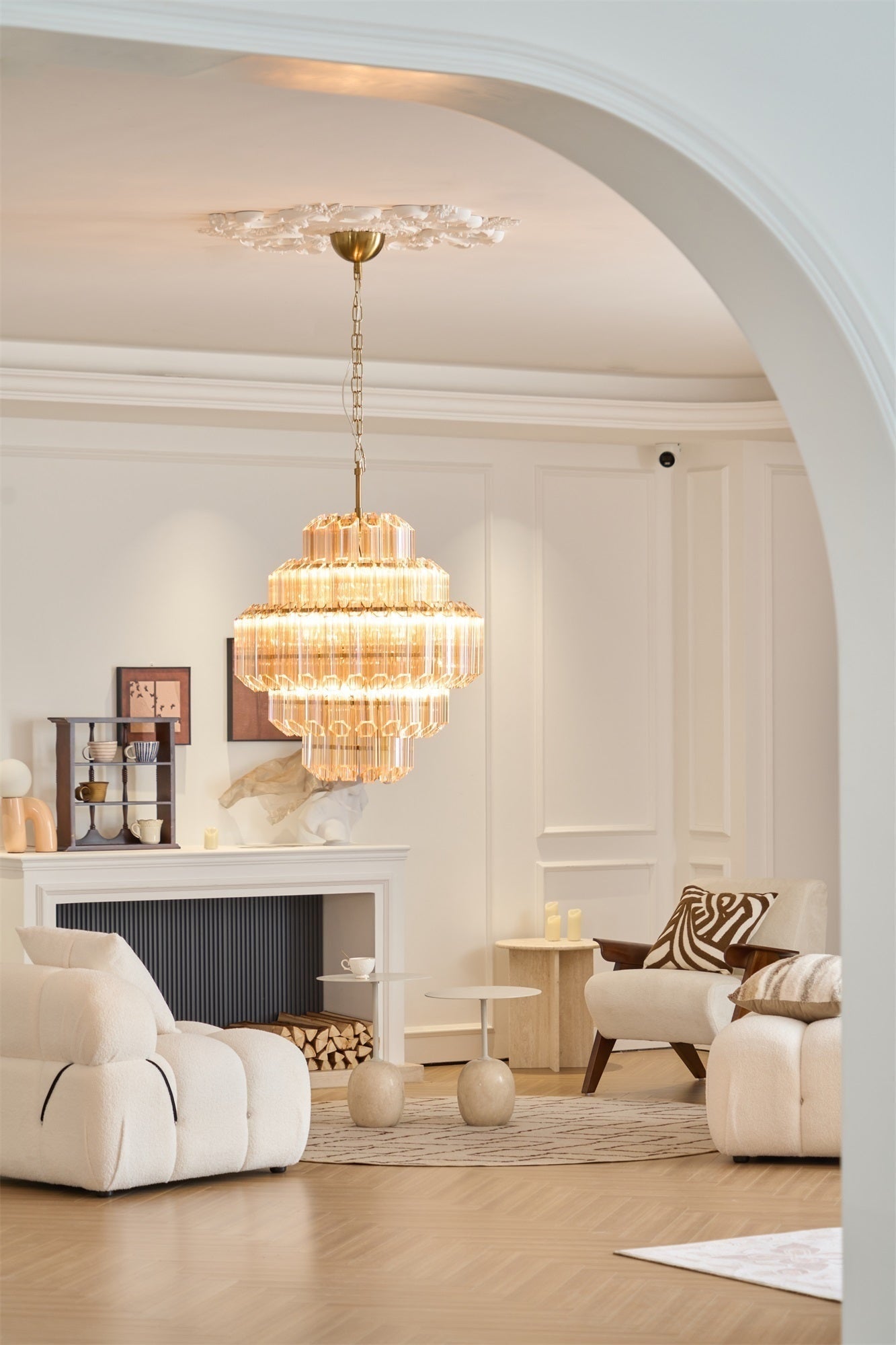 Prismatic Glass Neo Deco Chandelier With Chain Cascade - Image 12