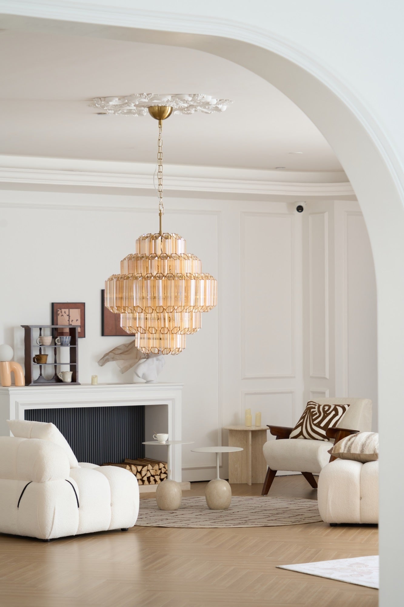 Prismatic Glass Neo Deco Chandelier With Chain Cascade - Image 13