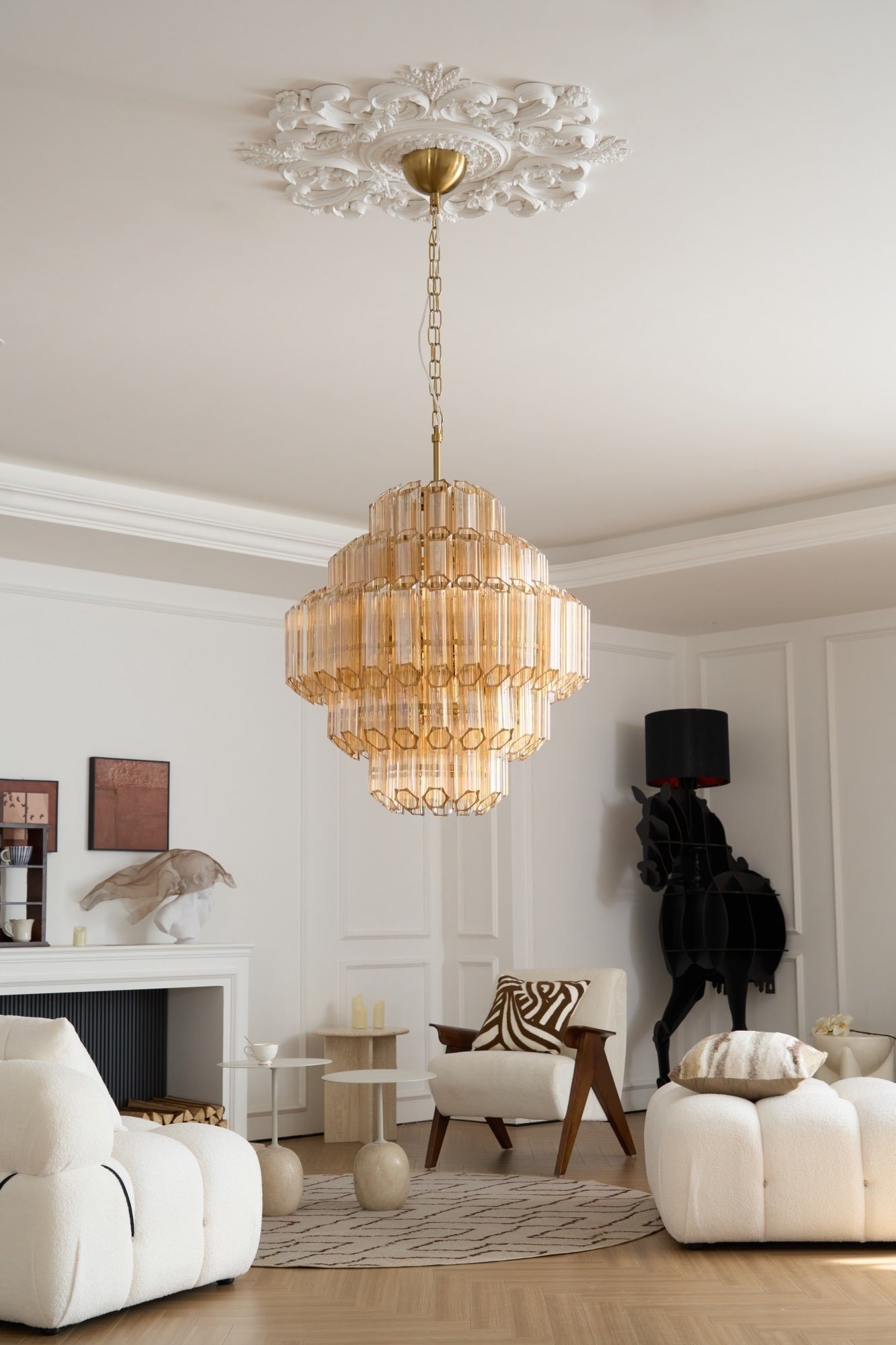 Prismatic Glass Neo Deco Chandelier With Chain Cascade - Image 14