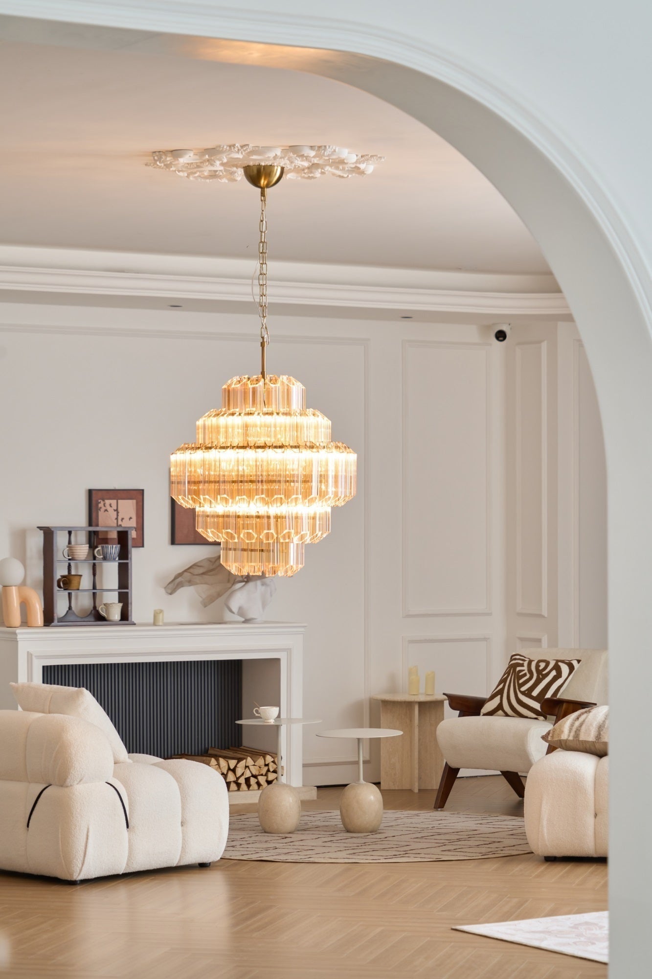 Prismatic Glass Neo Deco Chandelier With Chain Cascade - Image 15