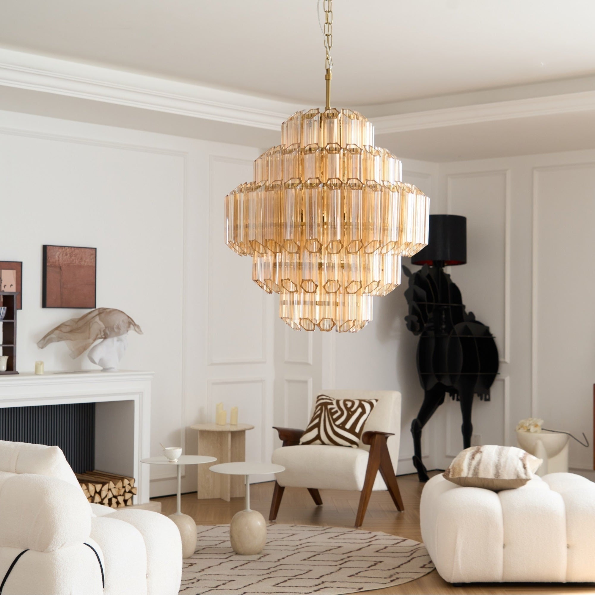 Prismatic Glass Neo Deco Chandelier With Chain Cascade - Image 6