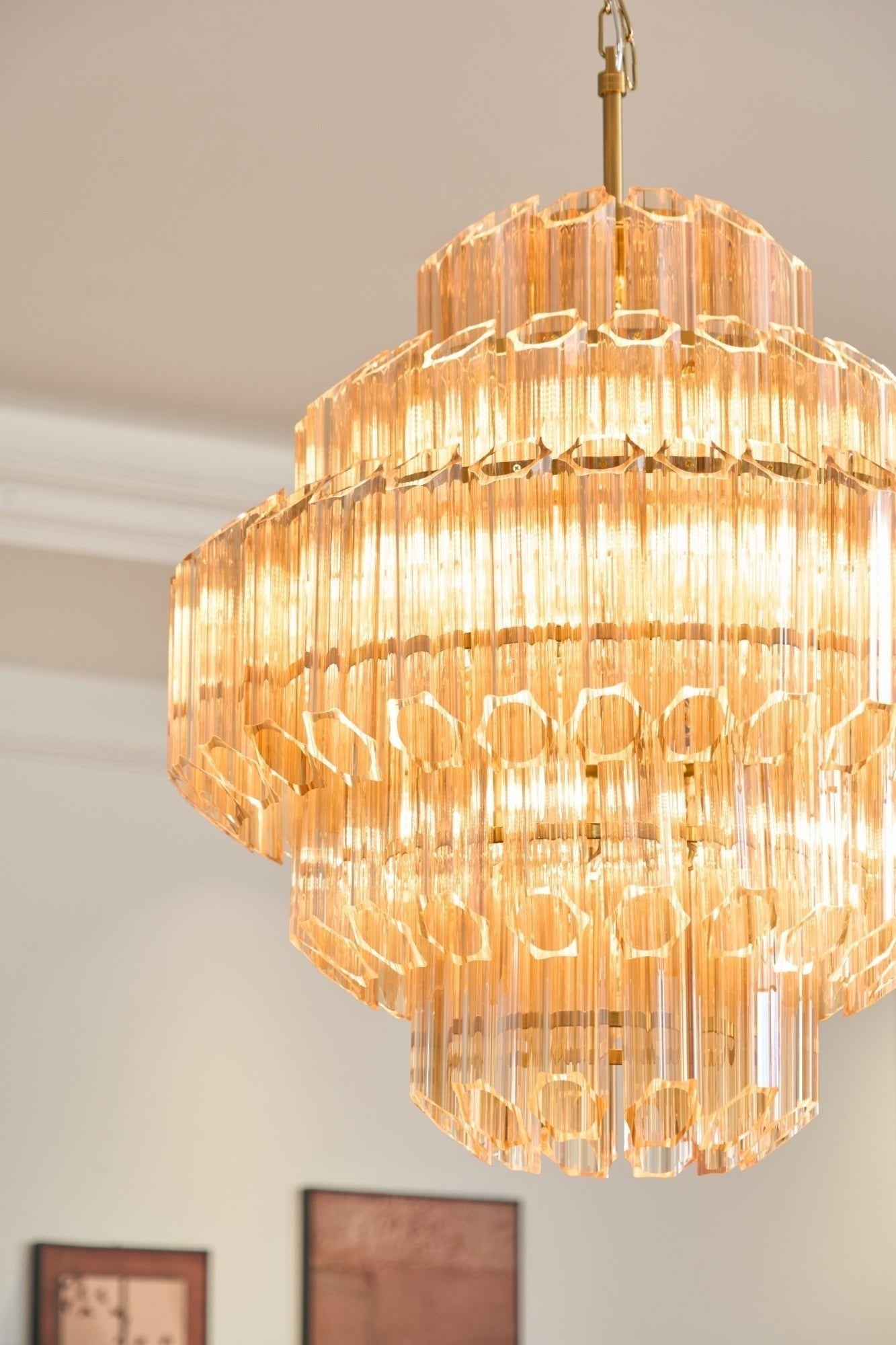 Prismatic Glass Neo Deco Chandelier With Chain Cascade - Image 7