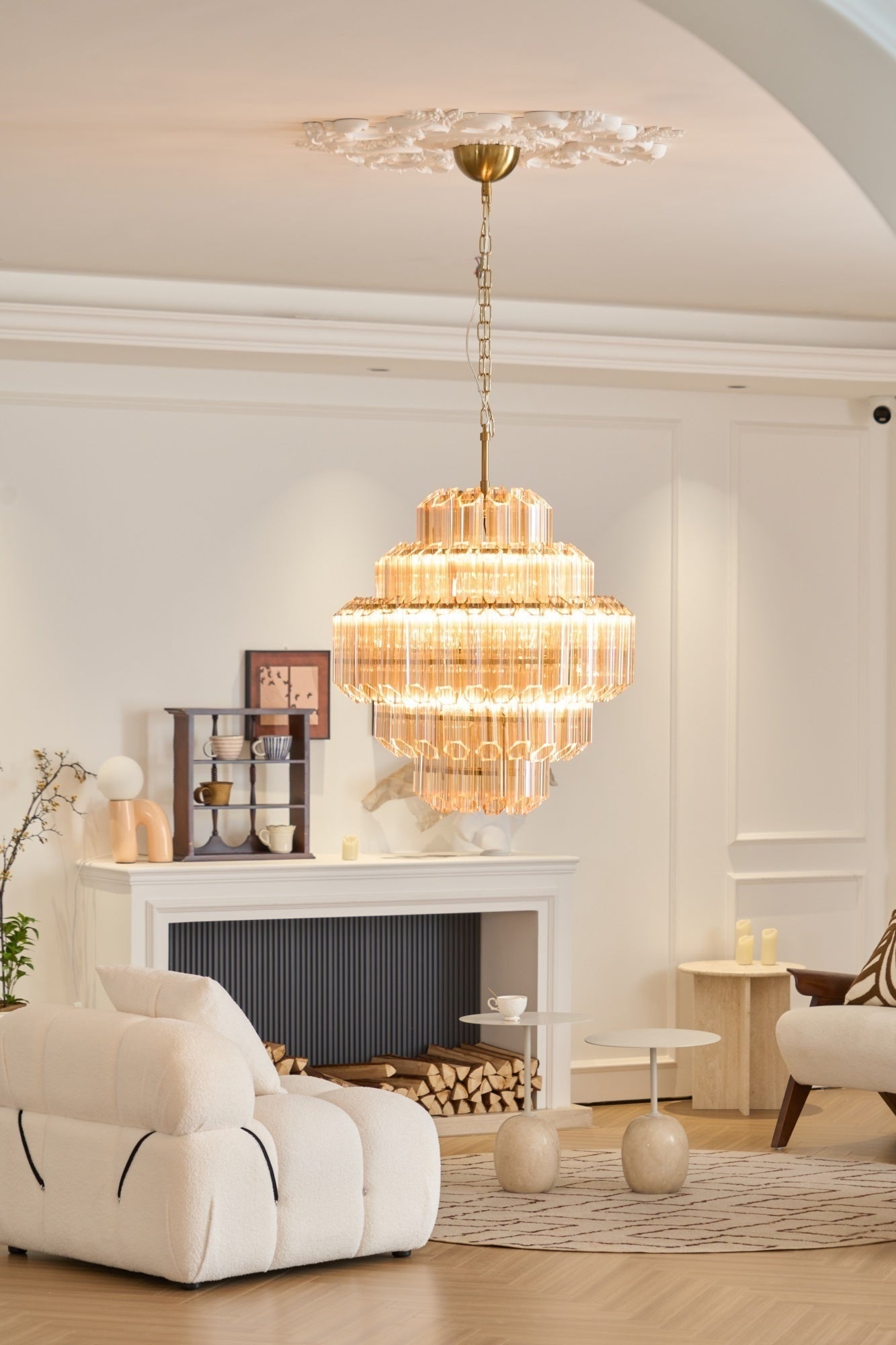 Prismatic Glass Neo Deco Chandelier With Chain Cascade - Image 9