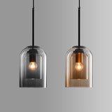 Modern Smoked Glass Cylinder Pendant 1-Light Lasson Living