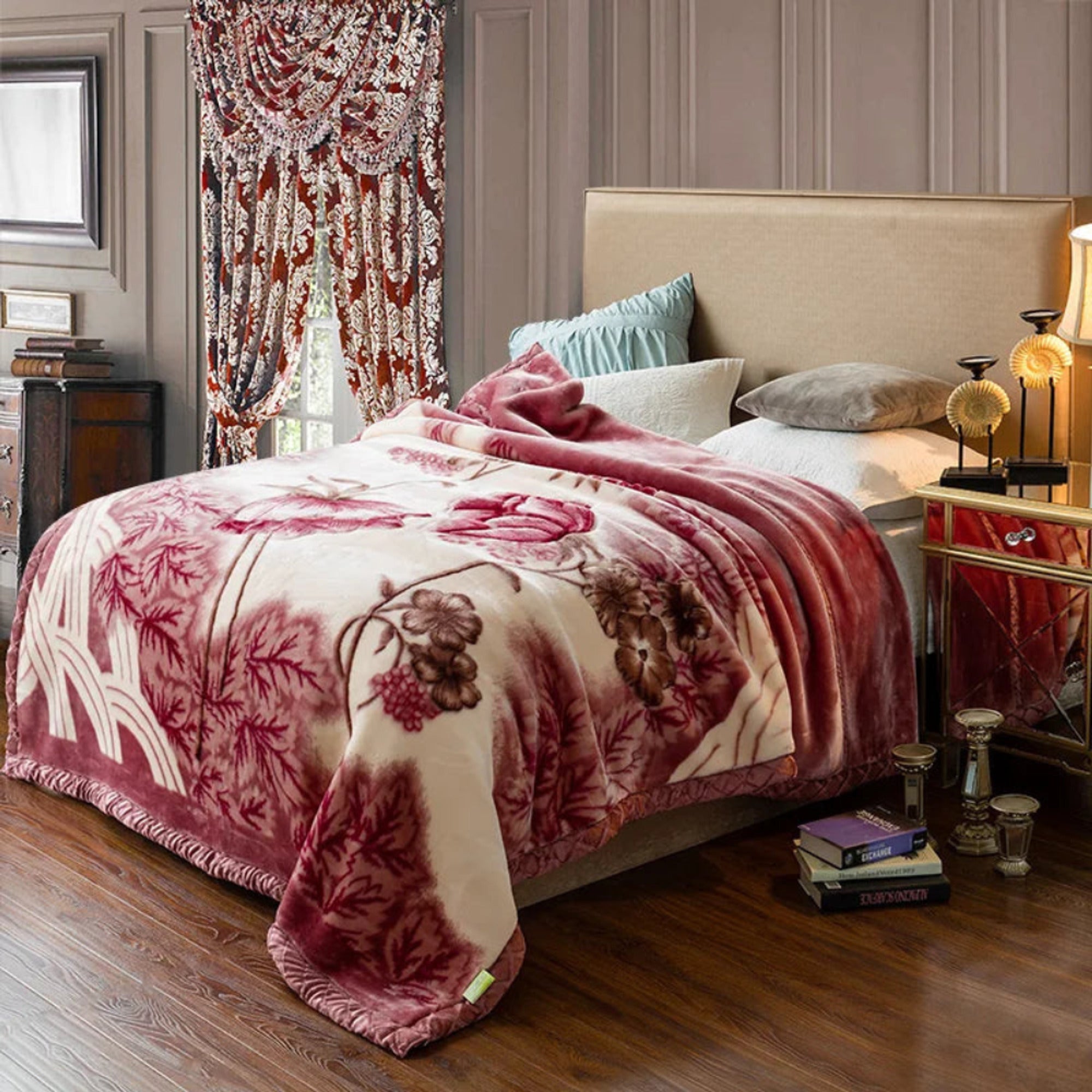 Quilted Floral Weighted Blanket With Plush Texture - Image 2