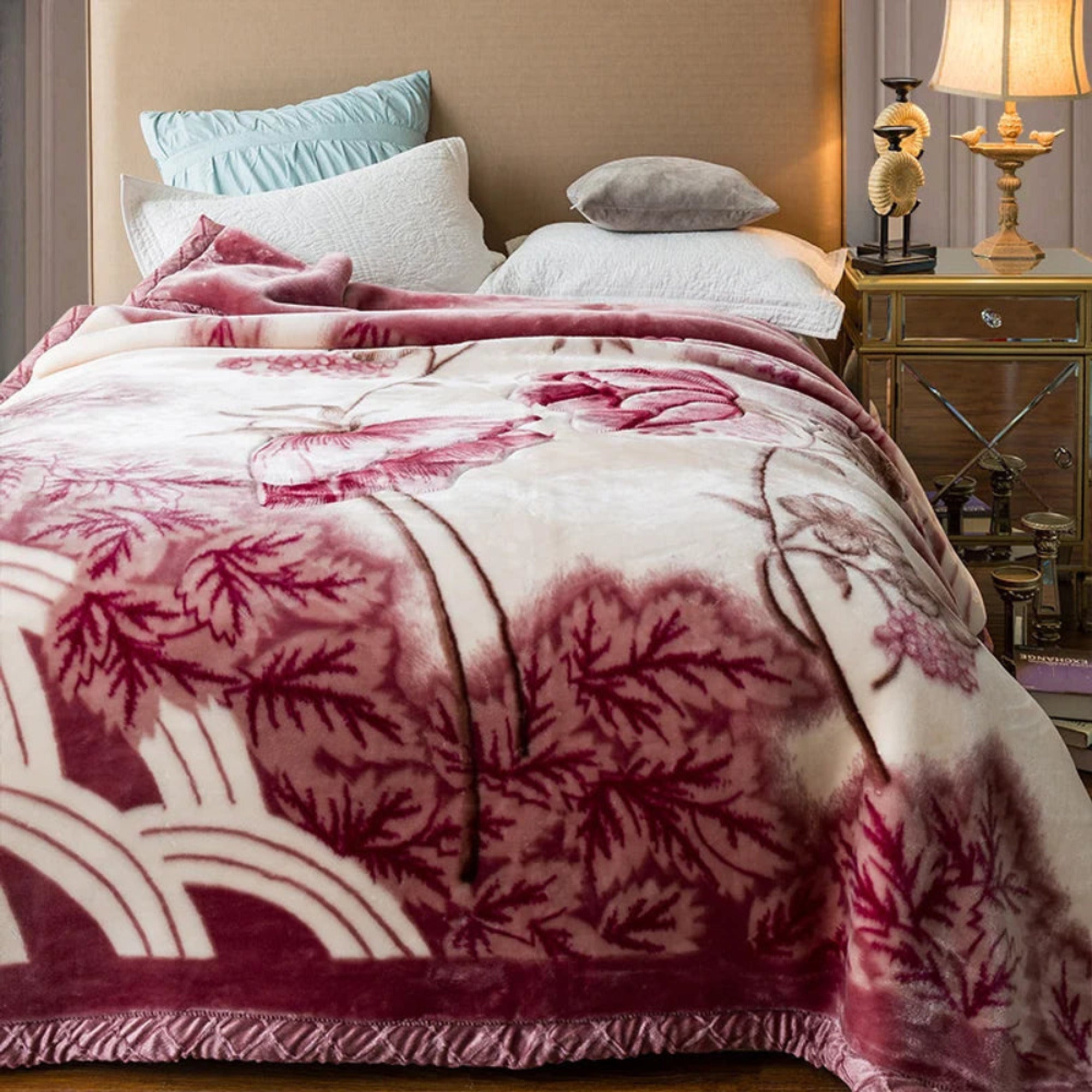 Quilted Floral Weighted Blanket With Plush Texture - Image 4