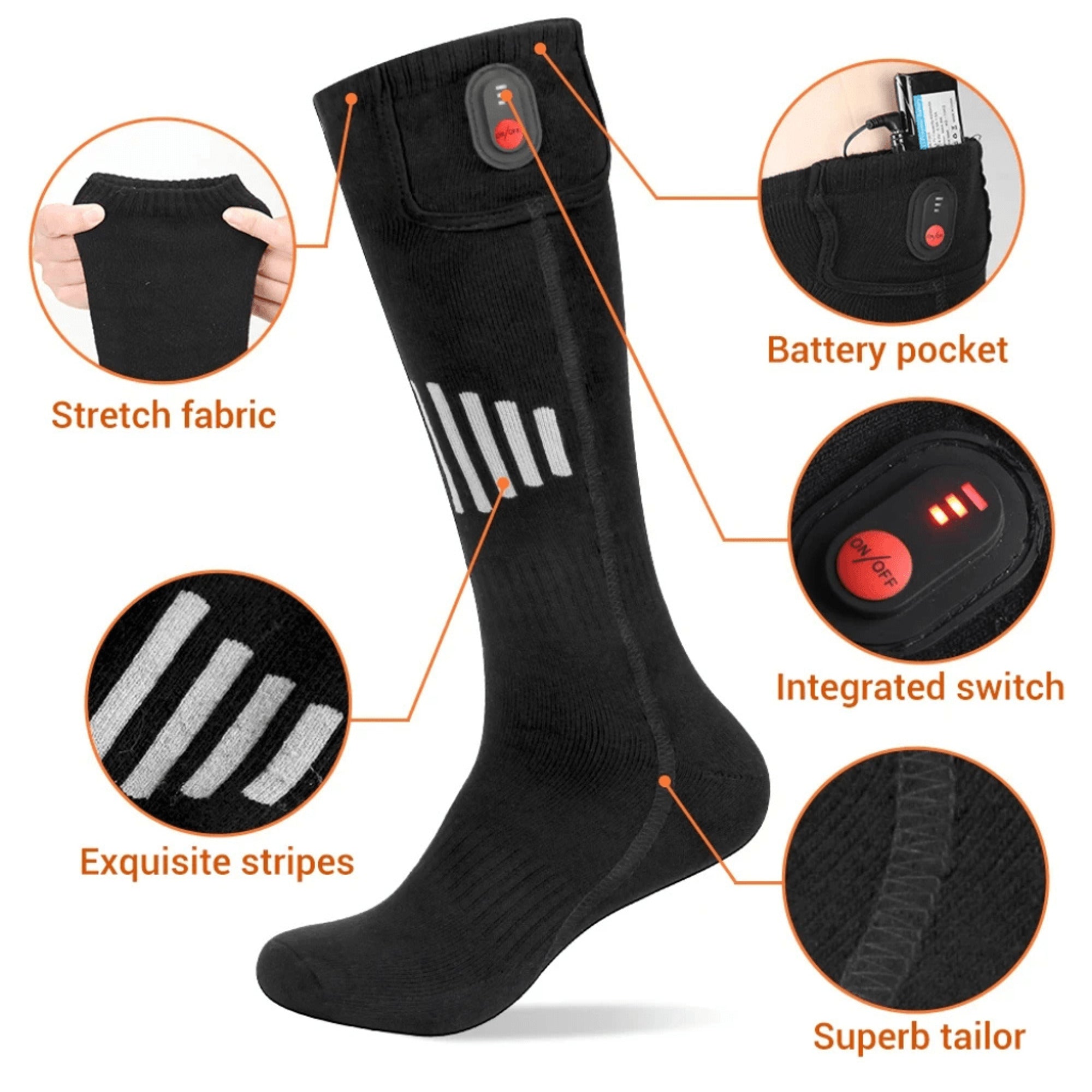 Rechargeable Battery Heated Socks OUTHEAT Portable Heater With Adjustable Heat Levels - Image 7
