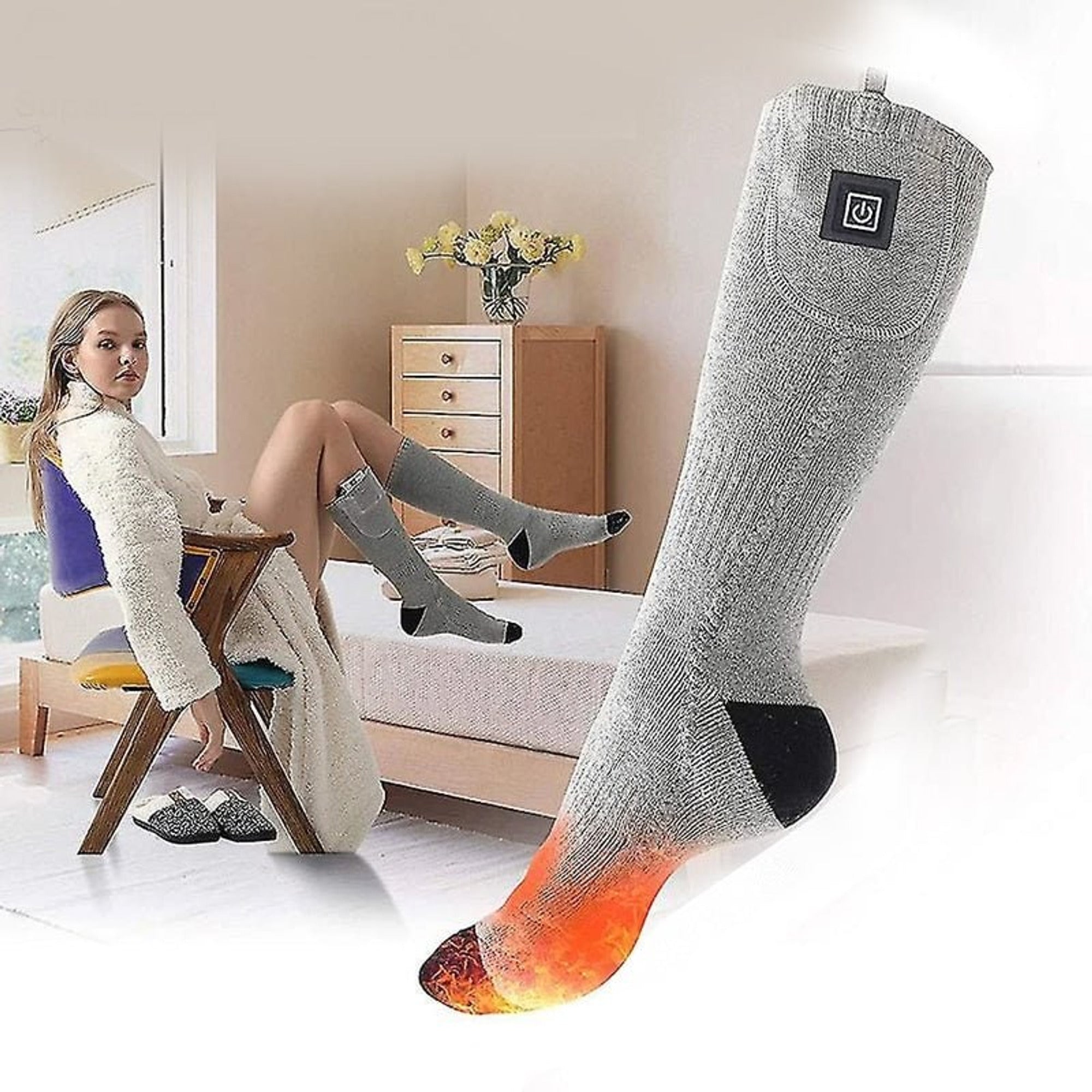 Rechargeable Battery Heated Socks OUTHEAT Portable Heater With Adjustable Heat Levels - Image 4
