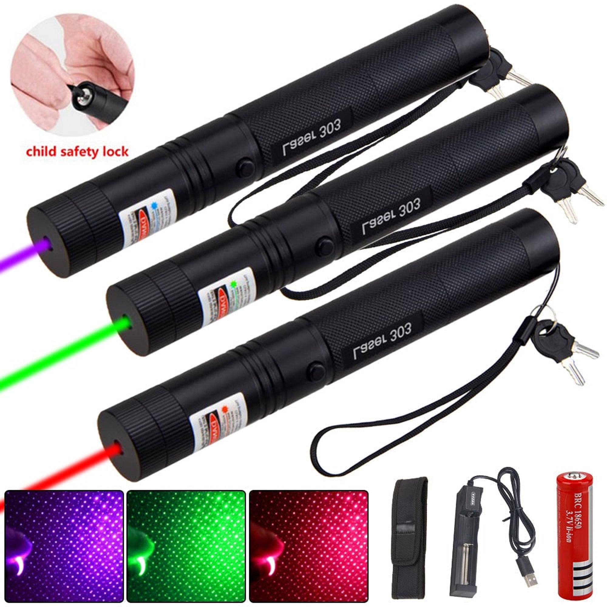 Rechargeable Laser Pointer With Adjustable Focus Safety Lock And Star Cover - Image 7