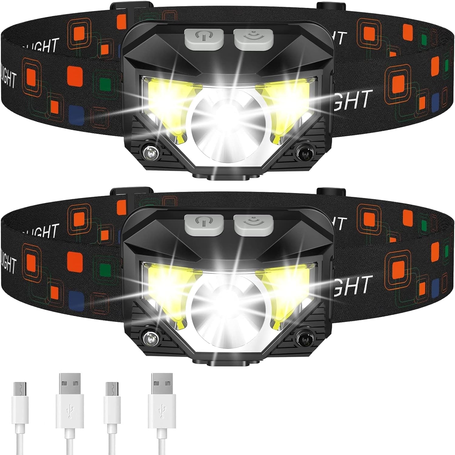 Rechargeable LED Headlamp Flashlight With Rotatable Head And Motion Sensor - Image 1