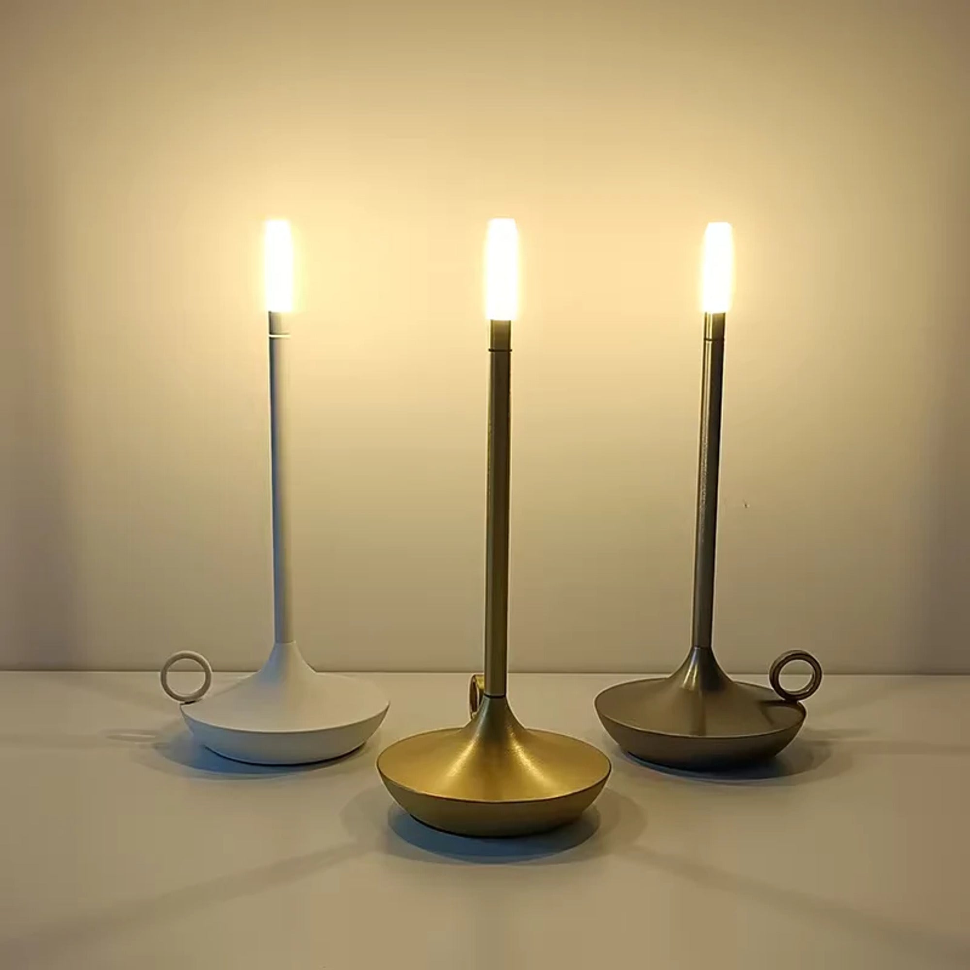 Rechargeable Portable Accent Lights With Metal Shade And Candle Bulb - Image 1