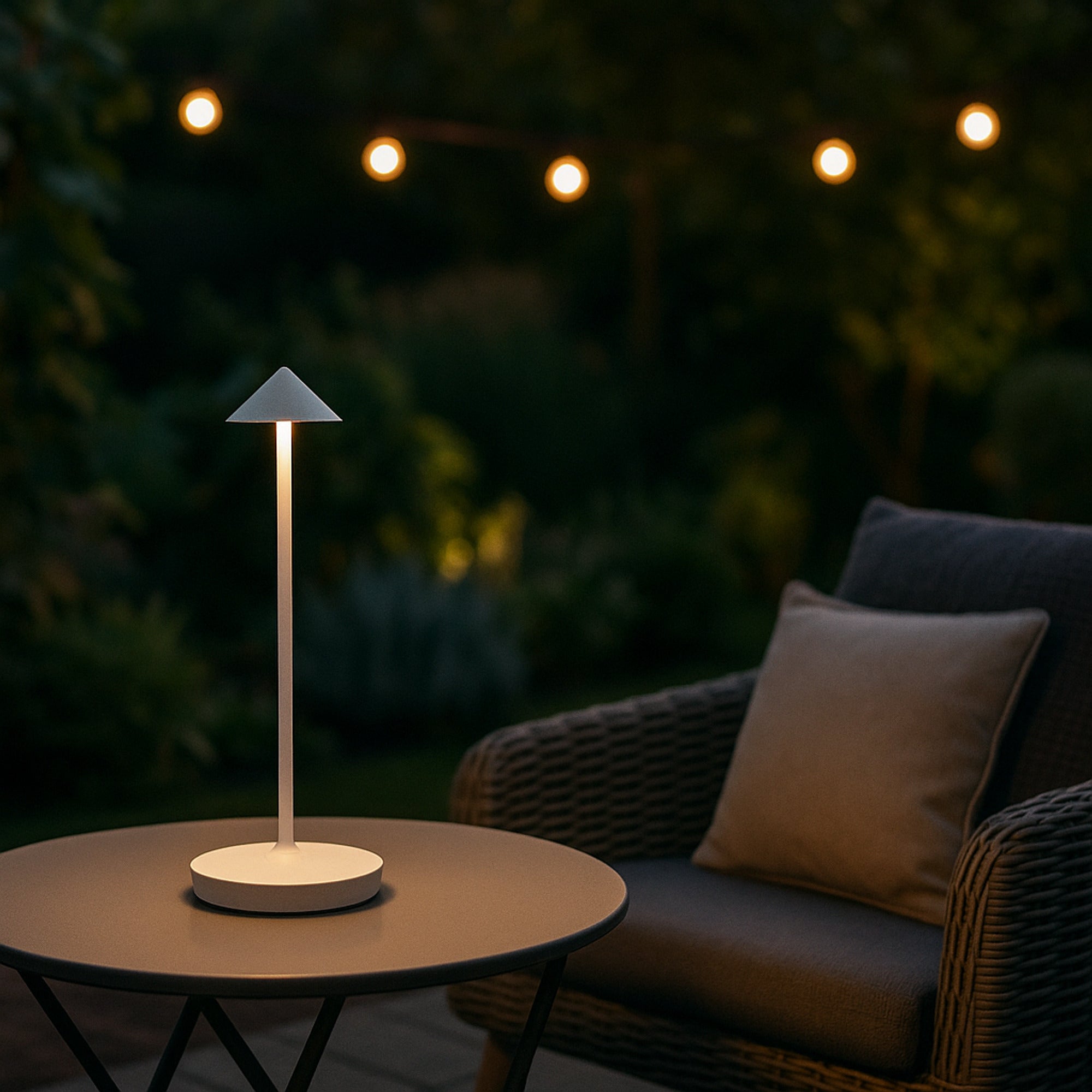 Rechargeable Table Lamp Minimalist Cone Touch Light Plastic Base - Image 2