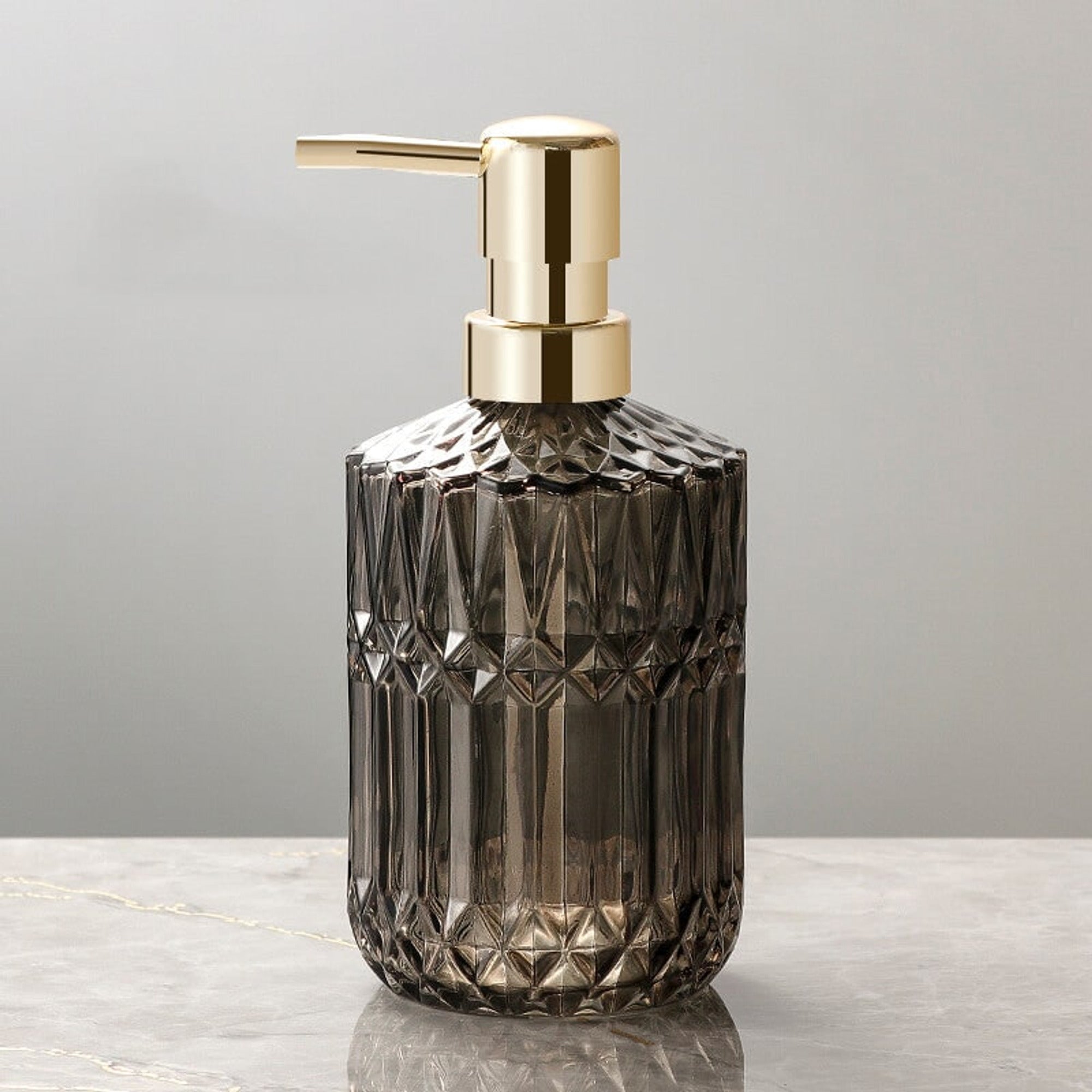 Refillable Soap Dispenser Faceted Glass Liquid Pump - Image 10