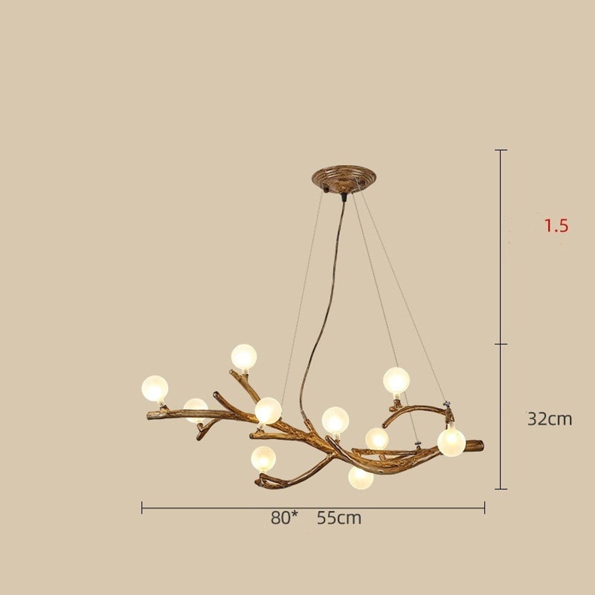 Resin Branch Chandelier With Globe Bulbs - Image 1