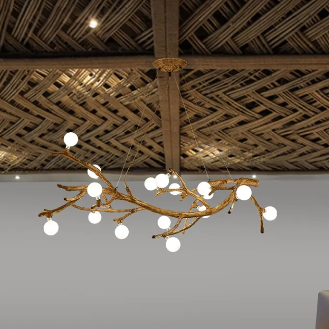 Resin Branch Chandelier With Globe Bulbs - Image 4