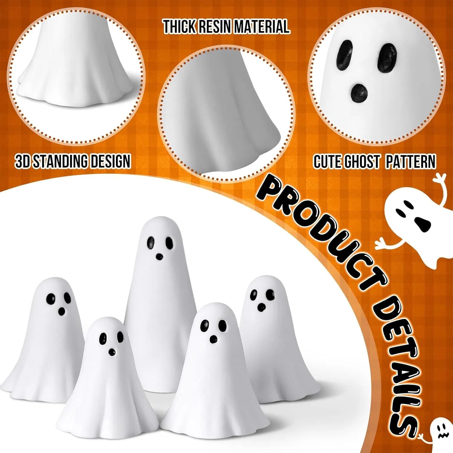 Resin Ghost Figurine Halloween Table Decorations With Spooky Tiered Tray - Image 2