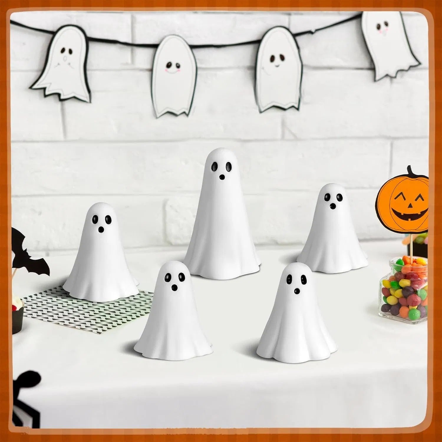 Resin Ghost Figurine Halloween Table Decorations With Spooky Tiered Tray - Image 3