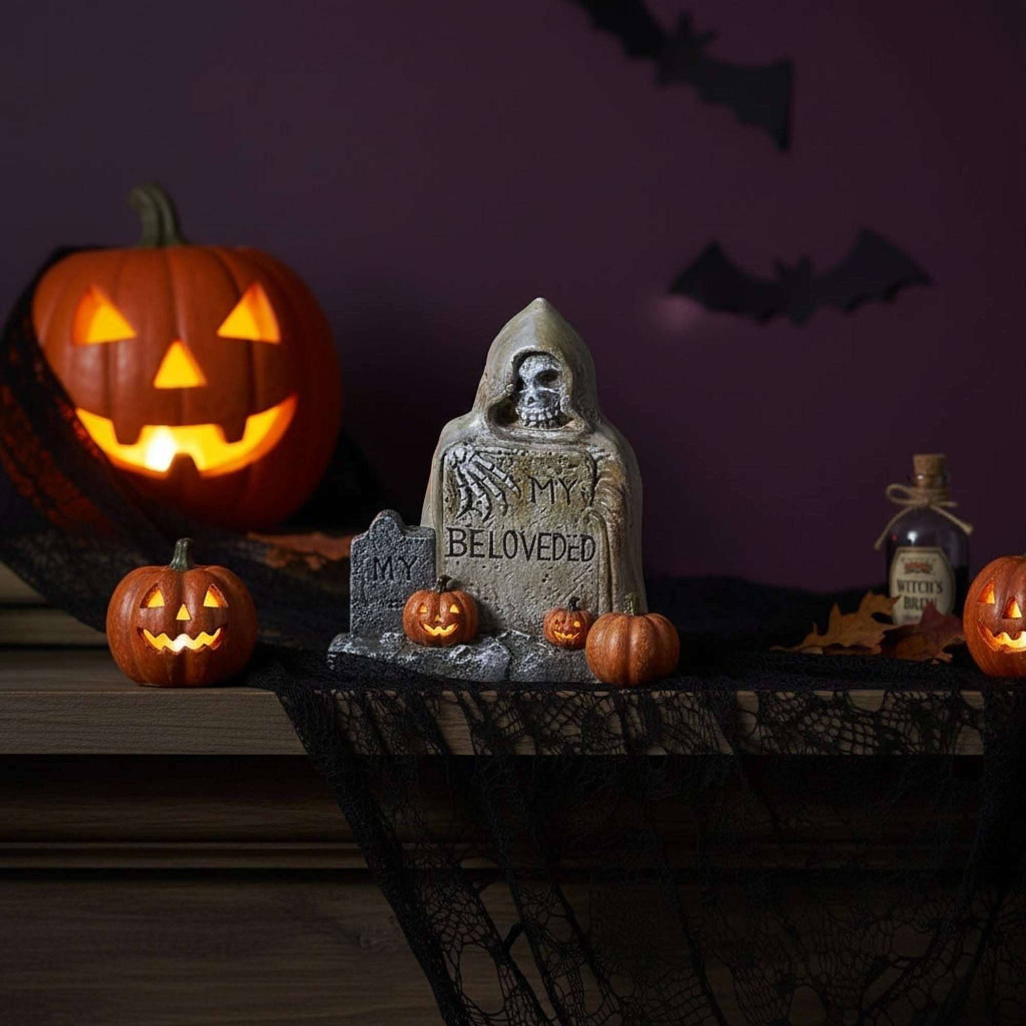 Resin Grim Reaper Tombstone Halloween Table Decorations - Image 1