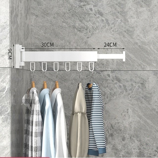 Retractable Drying Rack With Folding Wall-Mounted Design For Clothes Drying Space-Saving Solution That Disappears When Not In Use - Image 12